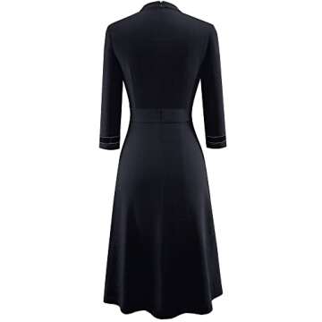 HOMEYEE Women's Chic Crew Neck 3/4 Sleeve Party Homecoming Aline Dress A135(6,Black)