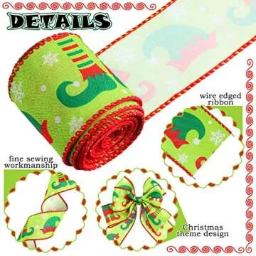 6 Rolls Christmas Wired Edge Ribbon for Festive Crafts
