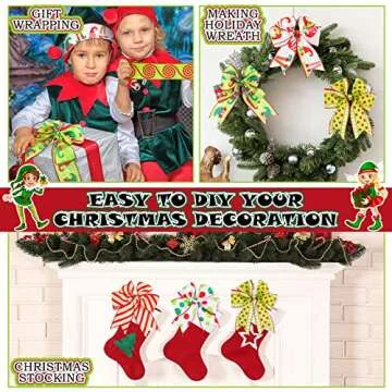 6 Rolls Christmas Wired Edge Ribbon for Festive Crafts