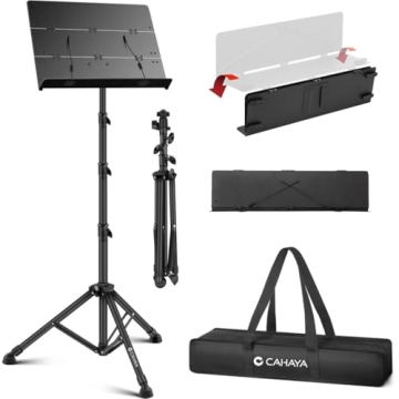 CAHAYA Sheet Music Stand Foldable: Music Stands with Tri-fold Panel Height Adjustable to 67in Metal ...