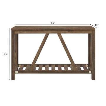 Walker Edison Modern Farmhouse Accent Entryway Table Entry Table Living Room End Table, 52 Inch, Rustic Oak