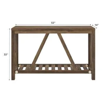 Walker Edison Modern Farmhouse Accent Entryway Table Entry Table Living Room End Table, 52 Inch, Rustic Oak