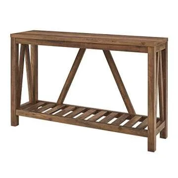 Walker Edison Modern Farmhouse Accent Entryway Table Entry Table Living Room End Table, 52 Inch, Rustic Oak