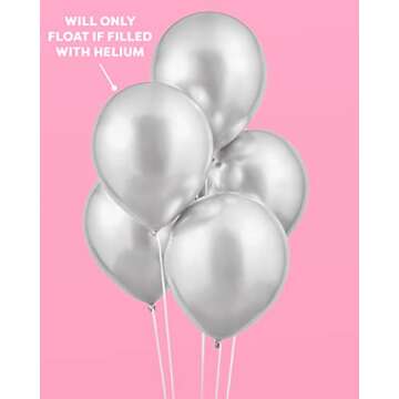 xo, Fetti Silver Chrome Birthday Balloon Set - 25 pk, 12" | Bachelorette Party Decorations, Bridal Shower, Birthday Party, Pastel Baby Shower, Engagement
