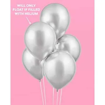xo, Fetti 25 Pack Silver Chrome Balloons for All Events
