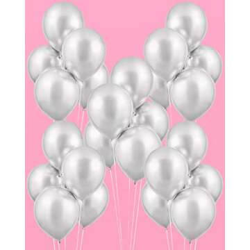 xo, Fetti Silver Chrome Birthday Balloon Set - 25 pk, 12" | Bachelorette Party Decorations, Bridal Shower, Birthday Party, Pastel Baby Shower, Engagement