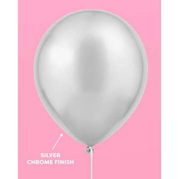 xo, Fetti Silver Chrome Birthday Balloon Set - 25 pk, 12" | Bachelorette Party Decorations, Bridal Shower, Birthday Party, Pastel Baby Shower, Engagement