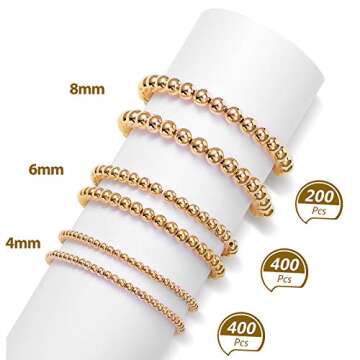 WILLBOND 1200 Pieces Round Beads Smooth Ball Beaded Spacer Beaded Seamless Loose Ball Embellishments...