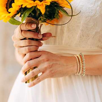 WILLBOND 1200 Pieces Round Beads Smooth Ball Beaded Spacer Beaded Seamless Loose Ball Embellishments with Holes for Stackable Bracelet Jewelry Making Craft, 8 Mm, 6 Mm, 4 mm(Gold)