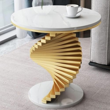 Homary Modern Marble Round End Table Stylish Side Table