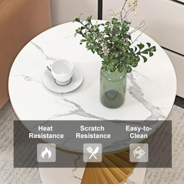 Homary Modern Marble Round End Table Stylish Side Table