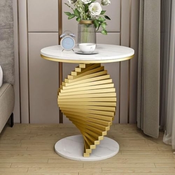 Homary Modern Marble Round End Table Stylish Side Table