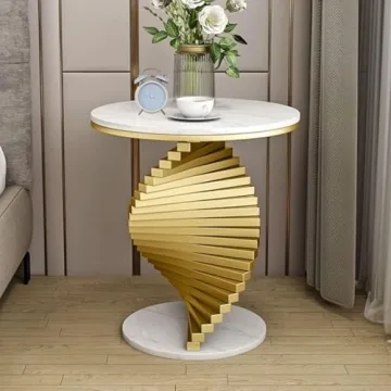 Homary Modern Marble Round End Table Stylish Side Table