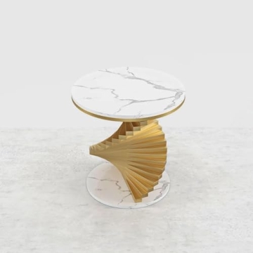 Homary Modern Marble Round End Table Stylish Side Table