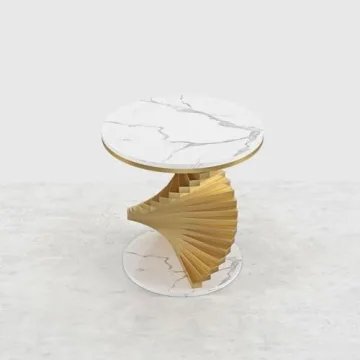 Homary Modern Marble Round End Table Stylish Side Table