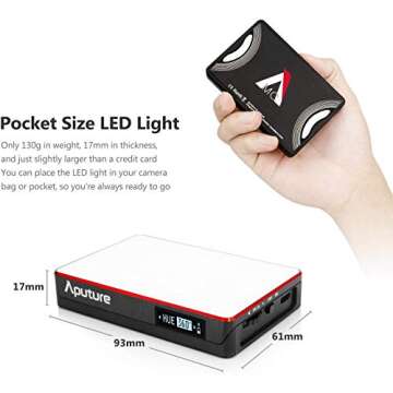 Aputure Amaran MC RGBWW Mini On Camera Video Light,3200K-6500K,CRI/TLCI 96+,HSI Mode,Support Magnetic Attraction and App with USB-C PD and Wireless Charging