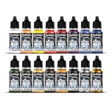 Vallejo - Model Color Basic Colors USA Set | Modeling Acrylic Paints | 16 Bottles x 18 ml (0.60 fl.o...