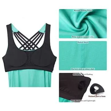 icyzone Yoga Tops Workouts Clothes Activewear Built in Bra Tank Tops for Women (M, Florida Keys)