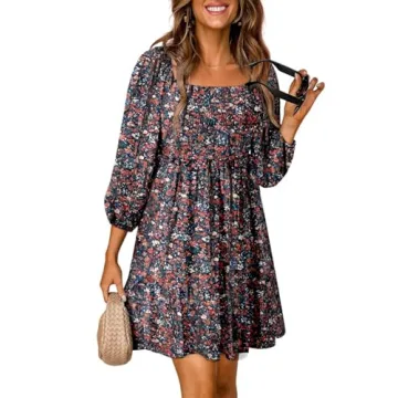 Dokotoo Women's Casual Dresses Spring Elegant Boho Dresses for Women 2025 Resort Wear Floral Square ...
