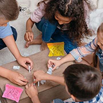 ArtCreativity Domino Game Set - Pack of 12 - Each Domino Set Includes 28 Pieces Per Neon Pink, Yellow, Green and Orange Bags - Great School, Carnival Prizes - Awesome Party Favor - Fun Game for Kids