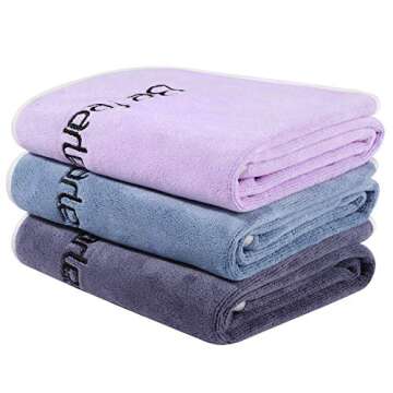 BOBOR Gym Towels Set - Microfiber Sports Towel for Men and Women, 3-Pack Quick-Drying (1Blue+1Purple...