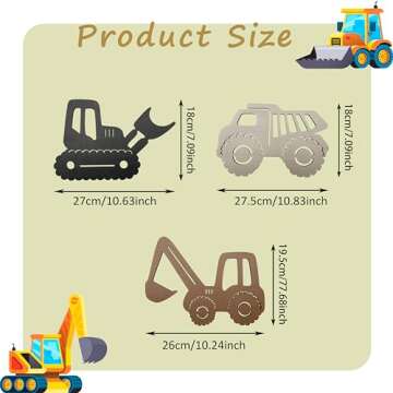 Construction Trio Nursery Wall Decor Wooden Construction Vehicles Decor Kids Room