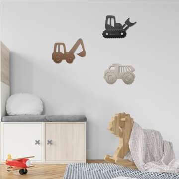 Construction Trio Nursery Wall Decor for Kids Room