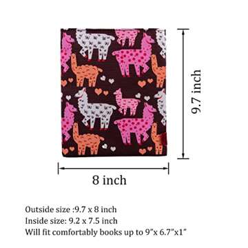 Book Sleeves Llama Gifts for Women Teen Girls Book Sleeve Book Protector Pouches Canvas 9.7 Inch x 8...