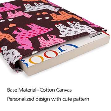 Book Sleeves Llama Gifts for Women Teen Girls Book Sleeve Book Protector Pouches Canvas 9.7 Inch x 8 Inch