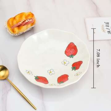 Koythin Salad Bowls, Dinner Plates, Ceramic Handmade Dessert Appetizer Diet Bowl, 8-Inch Stoneware P...