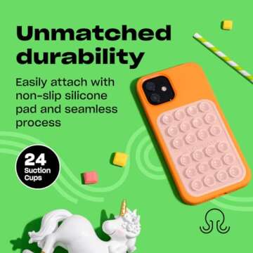 OCTOBUDDY MAX Silicone Suction Phone Case Adhesive Mount - Hands-Free, Strong Grip Holder for Selfies and Videos - Durable, Easy to Use - iPhone and Android Compatible - 2.6″ x 3.9″, Spade Green