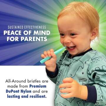 Brilliant Oral Care Baby Toothbrush with Soft Bristles and Round Head, for a Toddler Approved, Easy to Use All-Around Clean Mouth, Ages 0-2 Years, Pink, 1 Pack