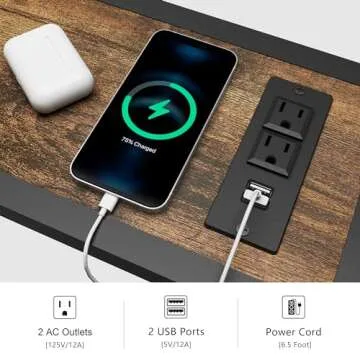 Gewudraw Console Table with AC Outlets & USB Ports