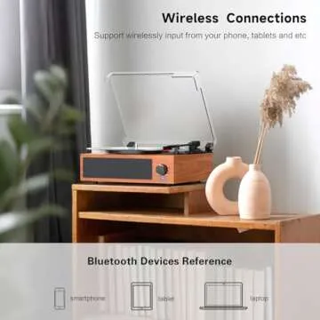 Vintage Record Player with Bluetooth & Stereo Speakers