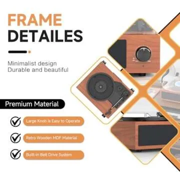 Vintage Record Player with Bluetooth & Stereo Speakers