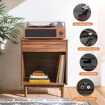 Vintage Record Player with Bluetooth & Stereo Speakers