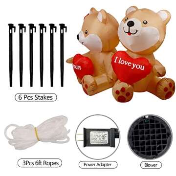 Cllayees 4 FT Valentines Day inflatables Outdoor Decorations, Cute Bear with Build-in LED Lights, Valentines Day Decor Blow Up Yard Decorations for Wedding Anniversary Propose Marriage Party