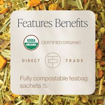 Rishi Tea Turmeric Ginger Herbal Tea - Organic Sachet Bags with Citrus & Spices, 15 Count