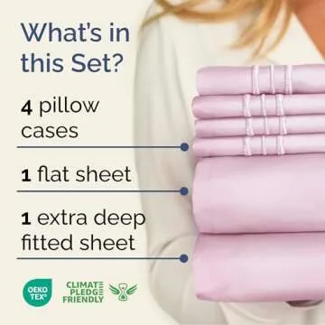 Extra Deep Queen Sheet Set - 6 Piece Breathable & Cooling Sheets - Hotel Luxury Bedding Set with 18-...