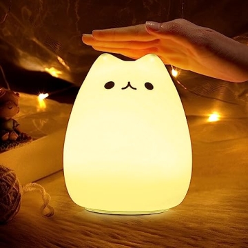 CHWARES Night Light for Kids, Cat Nursery Night Lights with Battery, 7 Color Table Lamp,Room Decor, ...