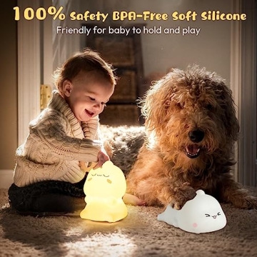 CHWARES Cute Cat Night Light for Kids - Multicolor Glow