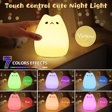 CHWARES Cute Cat Night Light for Kids - Multicolor Glow