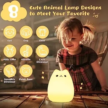 CHWARES Cute Cat Night Light for Kids - Multicolor Glow