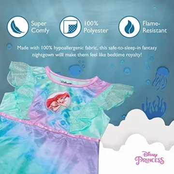 Disney Girls' Little Mermaid Gown Nightgown for Kids