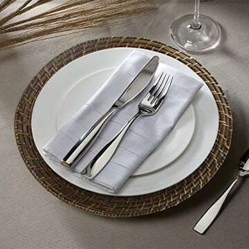 Jay Import Round Rattan Chargers Set of 4 Decorative Service Plates for Home, Professional Fine Dini...