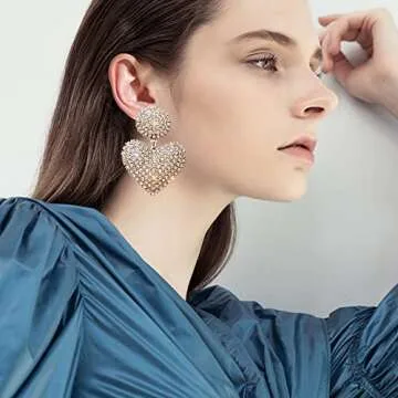 Sparkling Heart Love Earrings for Women - Dangle Style