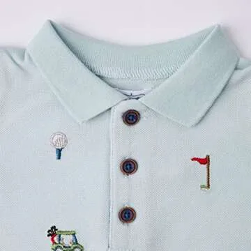 Stylish Mud Pie Baby Boys' Golf Pique Romper in Blue
