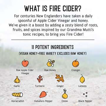 Fire Cider, Tonic, 64 oz (Half Gallon), African Bronze Flavor, 128 Daily Shots, Apple Cider Vinegar, Whole, Raw, Organic, Not Heat Processed, Not Pasteurized, Not Diluted, Paleo, Keto, Whole 30.