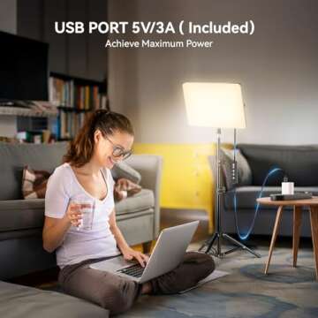 2-Pack LED Photography Video Lighting, 15W Studio Lights with 51.2'' Tripod Stand, 2800-8400K Dimmable USB Continuous Lighting for Video Recording/YouTube/TikTok/Live Streaming/Make up/Vlogging