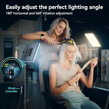 2-Pack LED Photography Video Lighting, 15W Studio Lights with 51.2'' Tripod Stand, 2800-8400K Dimmable USB Continuous Lighting for Video Recording/YouTube/TikTok/Live Streaming/Make up/Vlogging